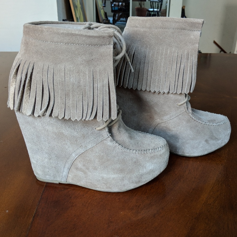 Steve Madden Suede Wedge Heeled Booties Size 7.5
